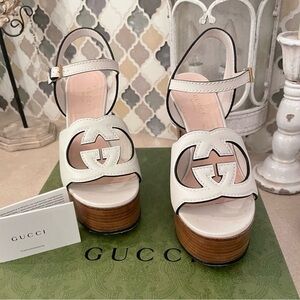 Gucci Women's Cream Platform Sandals